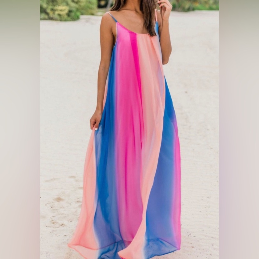 NWOT Pink Lily OCEANS OF LOVE MAGENTA OMBRE MAXI DRESS